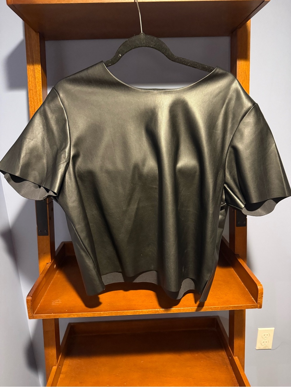Steve Madden Black Faux Leather Short Sleeve Tee